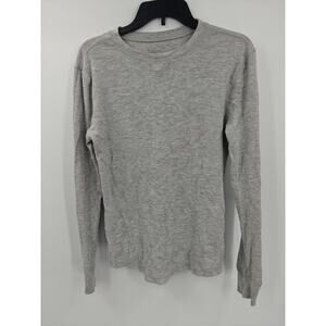 Hanes Soft Washed Gray Thermal Waffle Knit Long Sleeve Shirt Mens Small